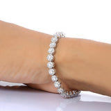 Radiate Glamour: OLLUU Silver Tennis Polo Bracelet | Sparkling Cubic Zirconia Beauty