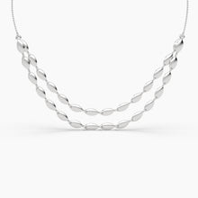Load image into Gallery viewer, OLLUU Silver Contemporary Layered Necklace Silver necklace, Layered necklace, Contemporary jewelry, Adjustable necklace, Cubic zirconia, Hypoallergenic necklace, Rhodium-coated jewelry, Secure lobster lock, Elegant accessory, Formal wear, Casual wear, Women&#39;s fashion, Sterling silver craftsmanship, Luxury necklace, Radiant finish, Timeless beauty, Statement piece, Versatile jewelry, Authentic 925 stamp, Warranty coverage,