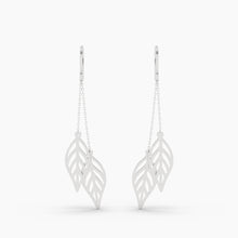 Load image into Gallery viewer, OLLUU Silver Leafy Allure Drop Earrings Silver Leaf Earrings, Sterling Silver Jewelry, Luxury Drop Earrings, Elegant Silver Accessories, OLLUU Earrings, Sophisticated Jewelry, Non-Allergenic Earrings, 925 Stamped Jewelry, Authentic Silver Earrings, Exquisite Craftsmanship, Designer Silver Jewelry, Stylish Accessories, Women&#39;s Fashion Earrings, High-Quality Silver, Statement Earrings, Unique Jewelry Designs, Timeless Elegance, Fashionable Silver Earrings, Premium Jewelry Collection, Gift Ideas for Her,