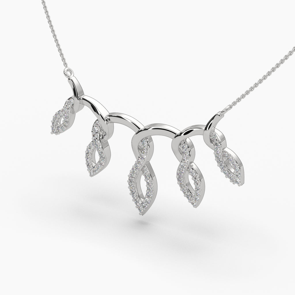 OLLUU Twisted Infinity Silver Diamond Necklace