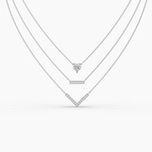 Load image into Gallery viewer, Three Layered Necklace, Sterling Silver Jewelry, Cubic Zirconia Pendant, Adjustable Rope Chain, Diamond Studded Necklace, Rhodium Coated Silver, Non-Allergenic Jewelry, 925 Stamped Necklace, Authentic Silver Jewelry, Elegant Pendant Necklace, Women&#39;s Fashion Necklace, High-Quality CZ Jewelry, Statement Necklace, Stylish Silver Necklace, Designer Pendant Jewelry, Fashionable Layered Necklace, Premium Silver Accessories, Gift Ideas for Her, OLLUU Necklace Collection,