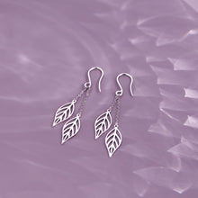 Load image into Gallery viewer, Silver Leaf Earrings, Sterling Silver Jewelry, Luxury Drop Earrings, Elegant Silver Accessories, OLLUU Earrings, Sophisticated Jewelry, Non-Allergenic Earrings, 925 Stamped Jewelry, Authentic Silver Earrings, Exquisite Craftsmanship, Designer Silver Jewelry, Stylish Accessories, Women&#39;s Fashion Earrings, High-Quality Silver, Statement Earrings, Unique Jewelry Designs, Timeless Elegance, Fashionable Silver Earrings, Premium Jewelry Collection, Gift Ideas for Her,