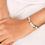 Shine Bright with OLLUU Silver Hard Square Bracelet | Sterling Silver Jewelry