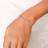 OLLUU Silver Rectangle Bracelets | Sterling Silver Jewelry with Cubic Zirconia Stones
