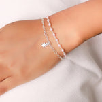 Load image into Gallery viewer, OLLUU Silver Pink Pearl Star Bracelet