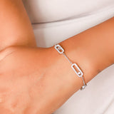 Illuminate Your Wrist: OLLUU Silver Rectangular Bracelets | CZ Diamond Sparkle