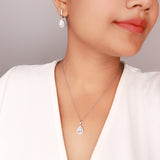 Elevate Your Style with OLLUU Silver Tear Drop Pear Cut Necklace Set | Exquisite Sterling Silver Jewelry
