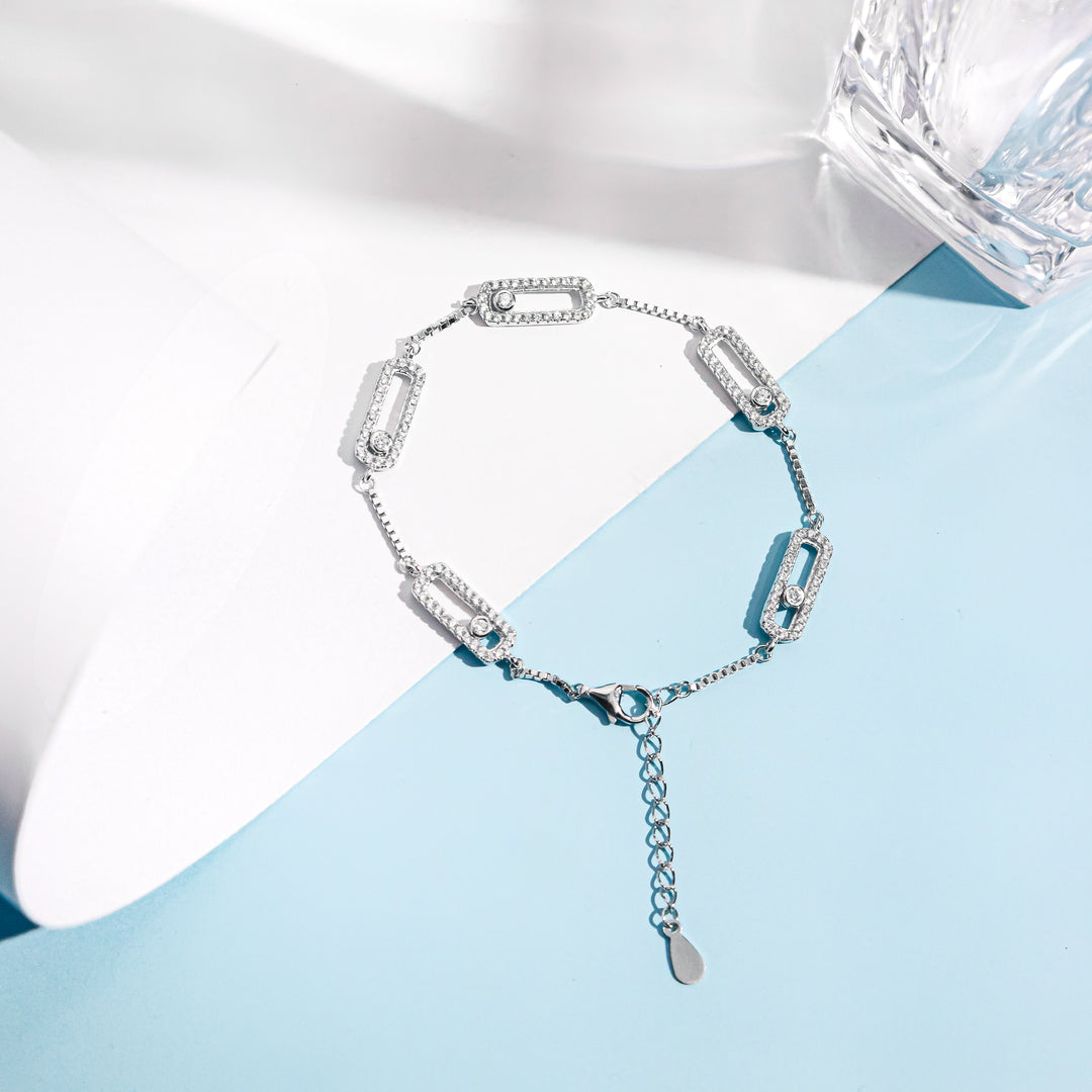 OLLUU Silver Rectangular Bracelets