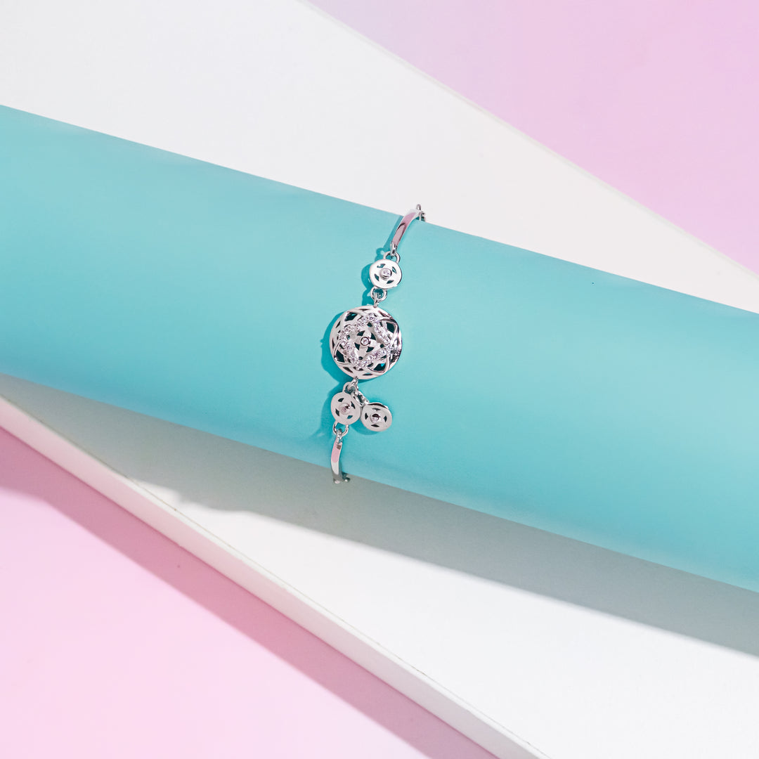 OLLUU Silver Hollow Circle Bracelets