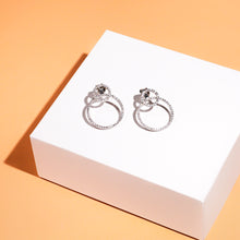 Load image into Gallery viewer, Silver Hoop Earrings, Diamond Accented Earrings, Glittering Silver Jewelry, Sterling Silver Hoops, OLLUU Earrings, Glamorous Diamond Earrings, Non-Allergenic Hoops, 925 Stamped Jewelry, Authentic Silver Earrings, Luxe Hoop Designs, Designer Silver Jewelry, Stylish Accessories, Women&#39;s Fashion Earrings, High-Quality Silver, Statement Hoop Earrings, Sparkling Diamond Accents, Timeless Elegance, Fashionable Silver Earrings, Premium Jewelry Collection, Gift Ideas for Her,