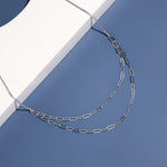Load image into Gallery viewer, OLLUU Silver Dual Link Chain Layered Necklace