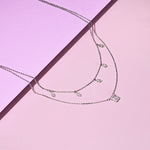Load image into Gallery viewer, OLLUU Silver Layered Diamond Necklace
