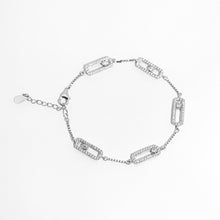 Load image into Gallery viewer, Silver Bracelets, Rectangular Jewelry, CZ Diamond Bracelets, Rhodium-Coated Accessories, OLLUU Bracelets, Sparkling Diamond Jewelry, High-Quality CZ Bracelets, Elegant Silver Accessories, Non-Allergenic Bracelets, 925 Stamped Jewelry, Authentic Silver Bracelets, Luxury Rectangular Bracelets, Stylish Women&#39;s Jewelry, Fashionable Bracelets, Premium Jewelry Collection, Gift Ideas for Her, Spring Lobster Lock Bracelets, Chic Silver Bracelets, Statement Bracelets, Dazzling Rectangle Bracelets,