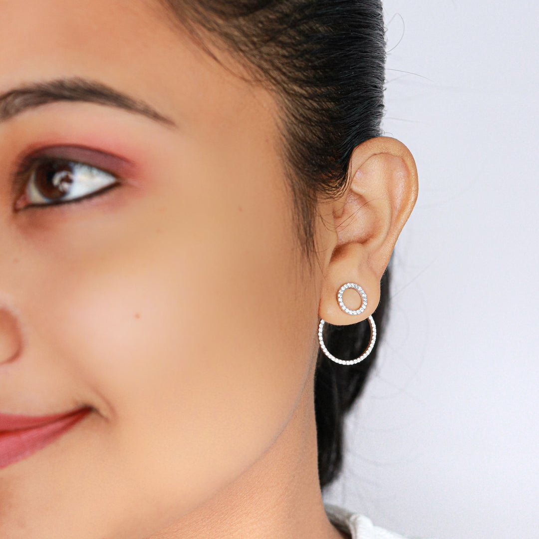 OLLUU Silver Over Laped Hoop Earrings