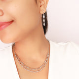 Accessorize with OLLUU: Silver Layered Necklace for Effortless Elegance Secure, Adjustable, and Hypoallergenic!