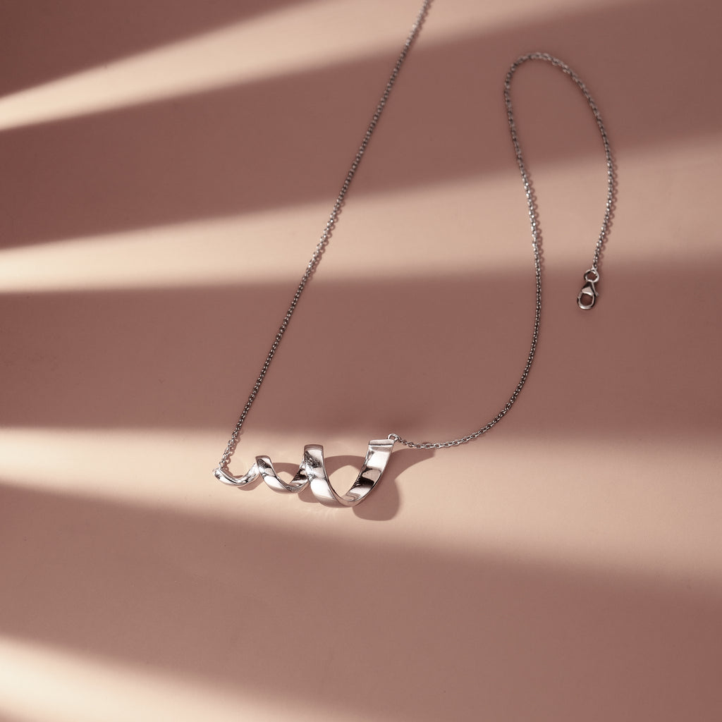 OLLUU Silver Spiral Necklace Heartbeat ECG Pendant Necklace
