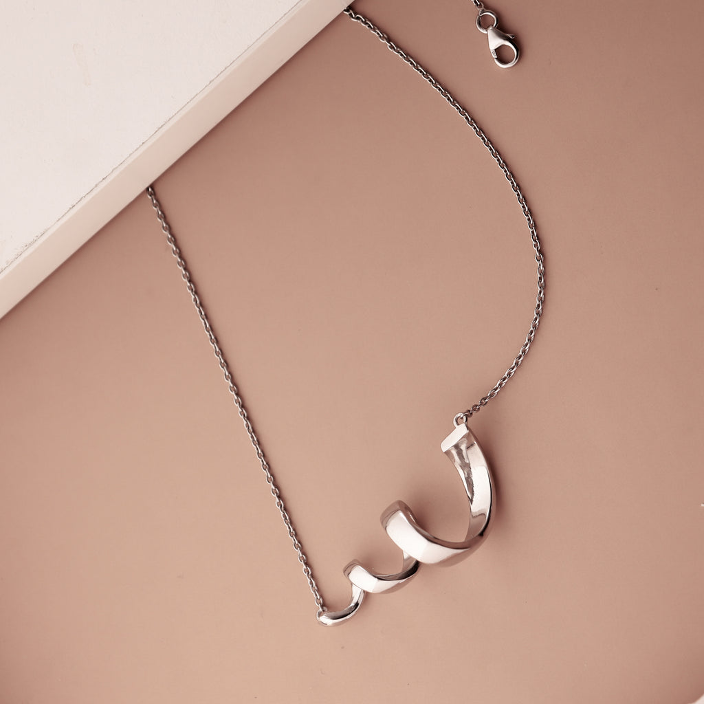 OLLUU Silver Spiral Necklace Heartbeat ECG Pendant Necklace