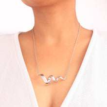 Load image into Gallery viewer, OLLUU Silver Spiral Necklace Heartbeat ECG Pendant Necklace