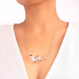 OLLUU Silver Spiral Necklace Heartbeat ECG Pendant Necklace