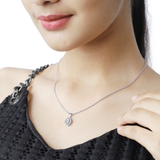 Captivate with Elegance: OLLUU Silver Eye Diamond Necklace | Sterling Silver Luxury