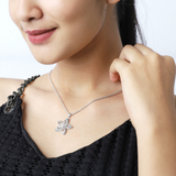 Shine Bright with OLLUU Silver Dual Star Necklace 925 Stamped Sterling Silver Pendant