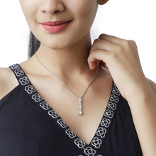 Load image into Gallery viewer, Silver Pendant Necklace, Diamond Pendant Jewelry, Sterling Silver Necklace, Adjustable Chain Necklace, CZ Diamond Pendant, Marquise Diamond Necklace, Elegant Pendant Jewelry, OLLUU Necklace, Rhodium-coated Jewelry, High-quality CZ Necklace, Sparkling Diamond Pendant, Statement Necklace, Women&#39;s Fashion Jewelry, Luxury Pendant Necklace, Fine Jewelry Collection, Authentic Sterling Silver, Dew Drop Necklace, Emerald Diamond Pendant, Oval Diamond Necklace, Gift Ideas for Her,