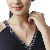 Illuminate Your Look: OLLUU Silver Falling Dew Drop Necklace | Sterling Silver Pendant