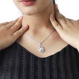 OLLUU Silver Peacock Pendant Necklace | Cubic Zirconia & Pearl Jewelry