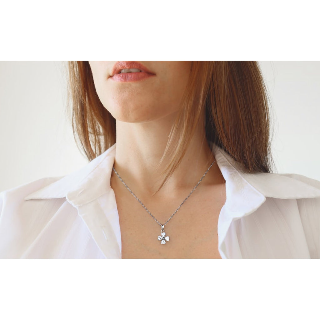 Timeless Beauty: OLLUU Silver Cross Necklace Genuine CZ Diamonds & Sterling Silver