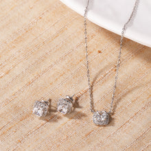 Load image into Gallery viewer, OLLUU Silver Square Diamond Pendant Set | Sterling Silver Jewelry