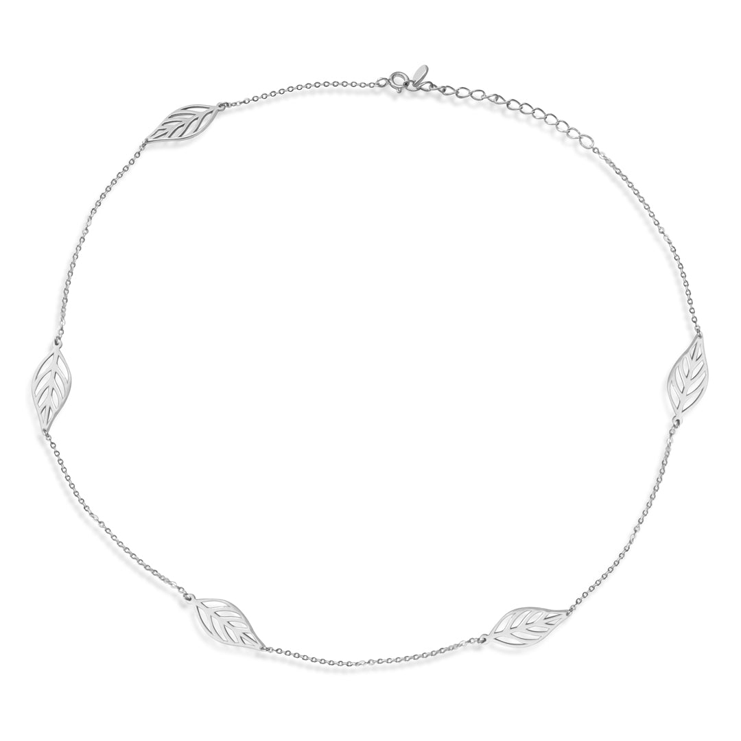 OLLUU Silver Leaf Pendants Necklace
