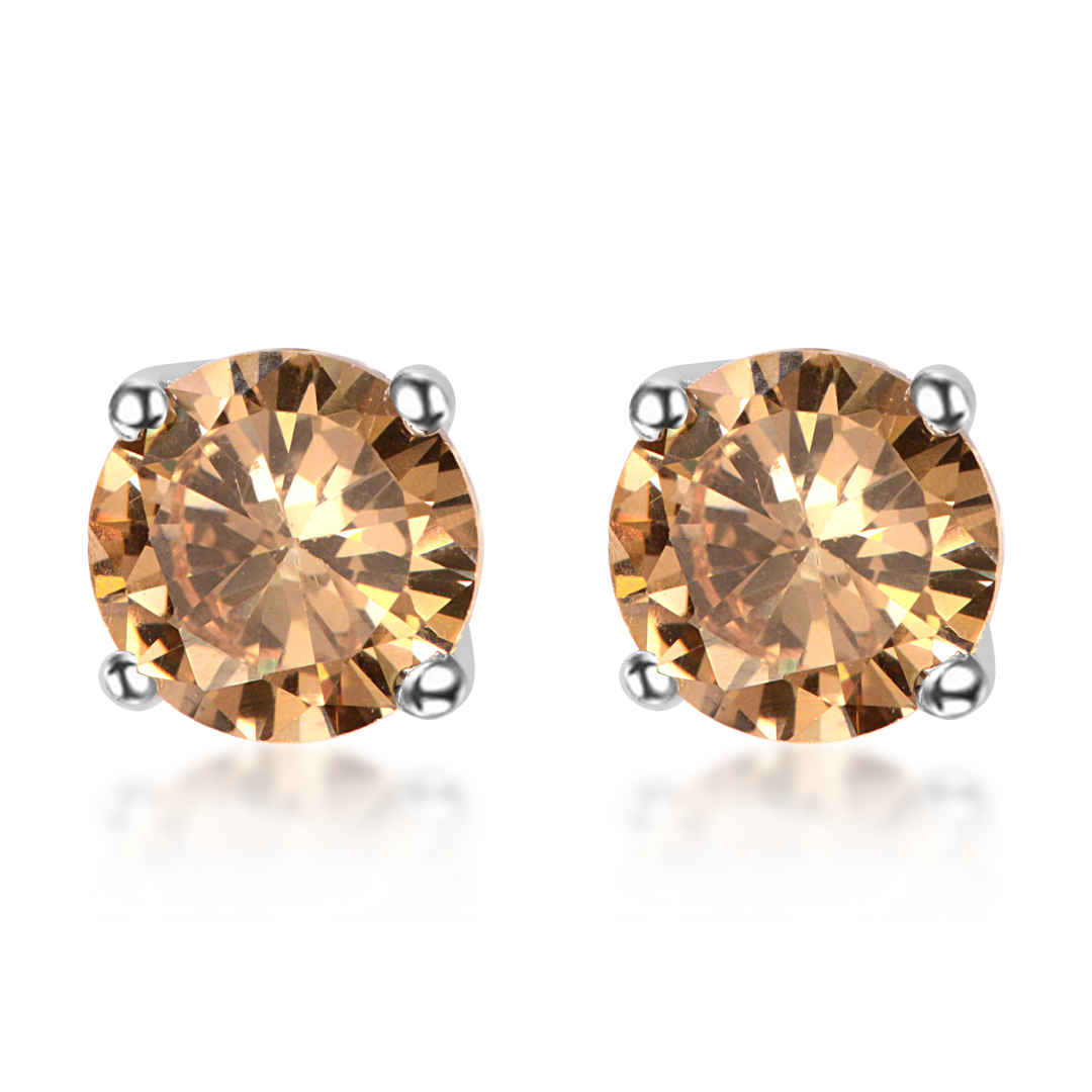 OLLUU Silver Oval Diamond Earrings