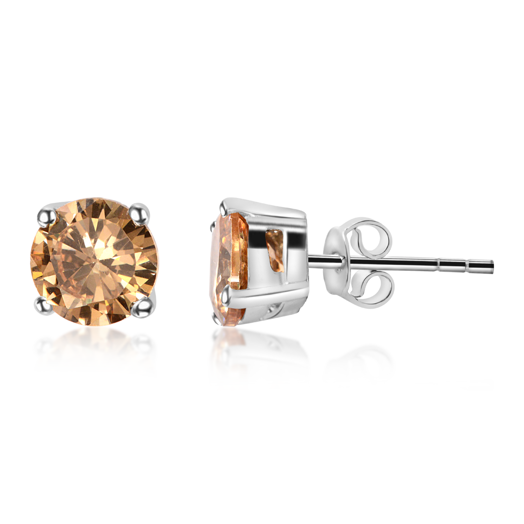 OLLUU Silver Oval Diamond Earrings