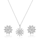 Discover Timeless Beauty: OLLUU Silver Snowflake Necklace Set | Diamond Accents