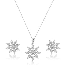 Load image into Gallery viewer, OLLUU Silver Shining Star Necklace Set | Sterling Silver Jewelry