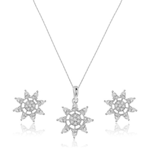 OLLUU Silver Shining Star Necklace Set | Sterling Silver Jewelry