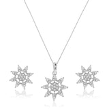 OLLUU Silver Shining Star Necklace Set | Sterling Silver Jewelry
