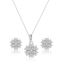 Load image into Gallery viewer, Illuminate Your Style: OLLUU Sterling Silver Star Pave Necklace Set