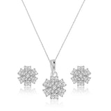 Illuminate Your Style: OLLUU Sterling Silver Star Pave Necklace Set