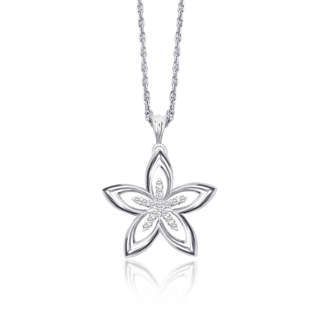 OLLUU Silver Dual Star Necklace