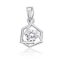Load image into Gallery viewer, Hexagonal Triple Triangle Diamond Pendant By OLLUU Sterling Silver Cubic Zirconia Necklace