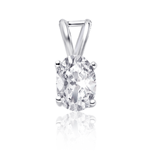 Load image into Gallery viewer, Elevate Your Look: OLLUU Silver Oval Diamond Pendant Necklace | Cubic Zirconia Sparkle