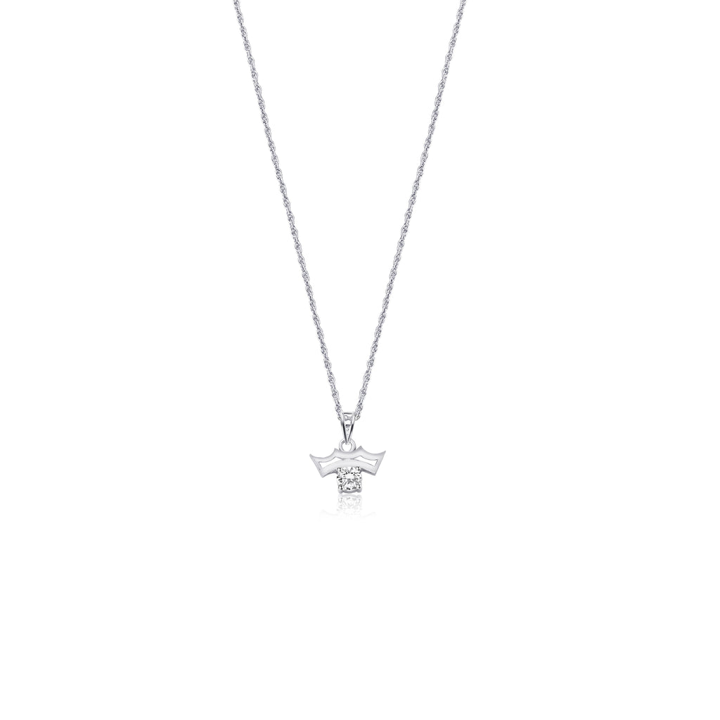 OLLUU Silver Princess Crown Necklace | Sterling Silver CZ Pendant