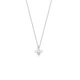 OLLUU Silver Princess Crown Necklace | Sterling Silver CZ Pendant