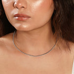 Load image into Gallery viewer, OLLUU Silver Multi Diamonds Minimal Necklace