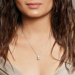 Load image into Gallery viewer, OLLUU Silver Hanging Pearl Necklace