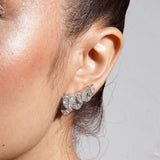 Embrace Luxury: OLLUU Silver Pretty Petals Earrings | Sterling Silver Zircon Studs