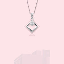 Load image into Gallery viewer, Discover Classic Glamour: OLLUU Silver Square Cut Necklace | High-Quality CZ Pendant