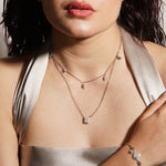 Load image into Gallery viewer, OLLUU Silver Layered Diamond Necklace
