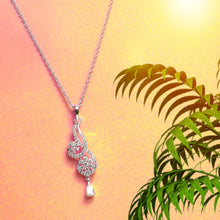 Load image into Gallery viewer, Silver Necklace Set, Diamond Pendant Jewelry, Cubic Zirconia Necklace, Sterling Silver Jewelry Set, Elegant Necklace and Earrings, OLLUU Jewelry Collection, High-Quality Silver Accessories, Rhodium-Coated Jewelry, Non-Allergenic Necklace Set, 925 Stamped Silver Set, Authentic Diamond Jewelry, Luxury Necklace Ensemble, Statement Necklace and Earrings, Marquise Diamond Pendant, Round Diamond Accents, Timeless Elegance Jewelry, Fashionable Silver Set, Premium Necklace Collection,